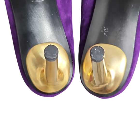 Stuart Weitzman Purple Suede Goldtone Stiletto Heel Pumps Size 7 1/2 M - Picture 12 of 15